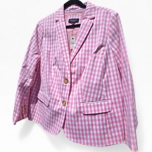 Womens Talbots Pink Gingham Check Blazer